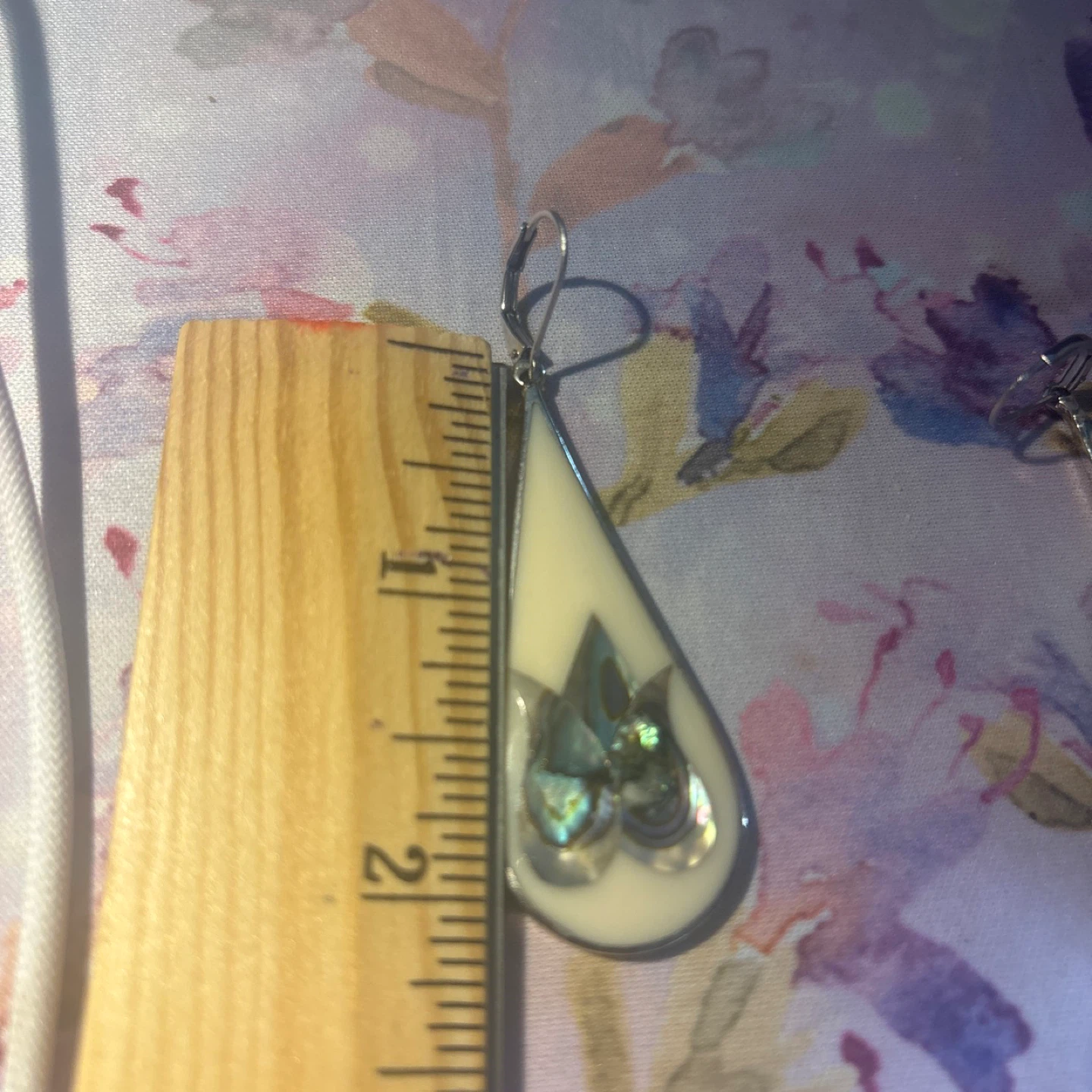 Vintage Mexico Alpaca - Mother of Pearl Teardrop Earrings - photo 4