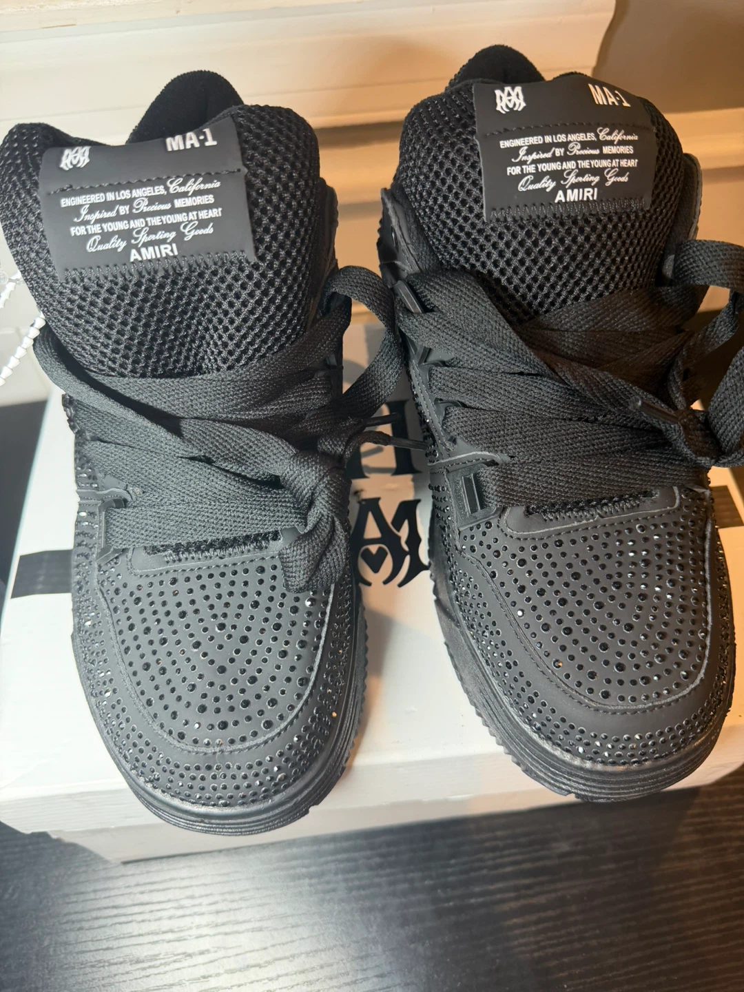 Amiri MA-1 Black Rhinestone Sneakers - photo 4