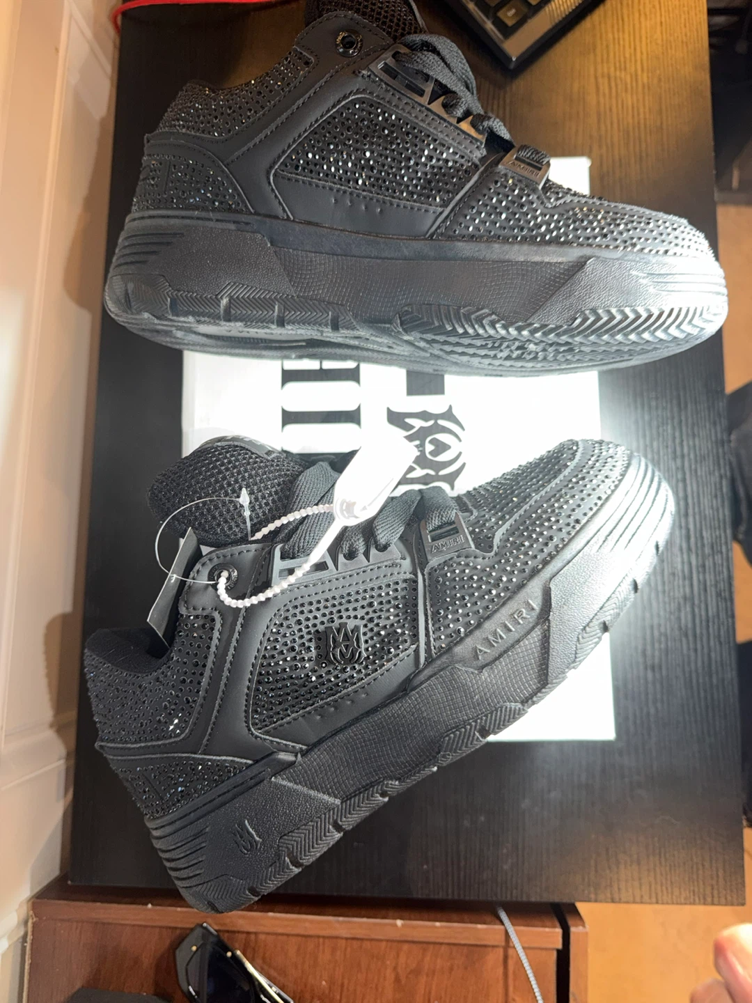Amiri MA-1 Black Rhinestone Sneakers