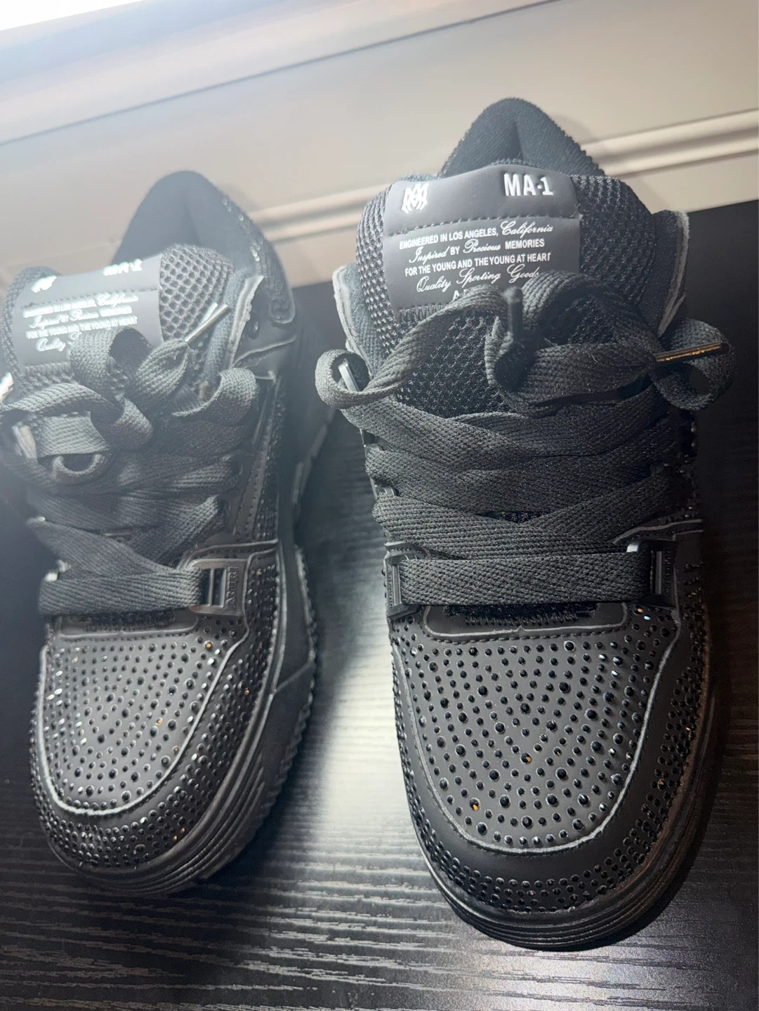 Amiri MA-1 Black Rhinestone Sneakers - photo 3