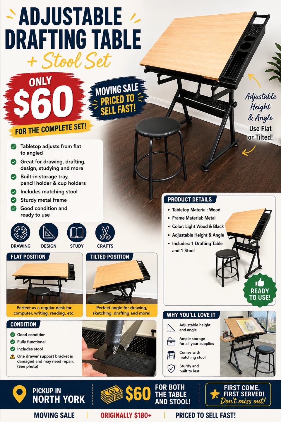 Artist's Loft Arts & Crafts Creative Table with Stool