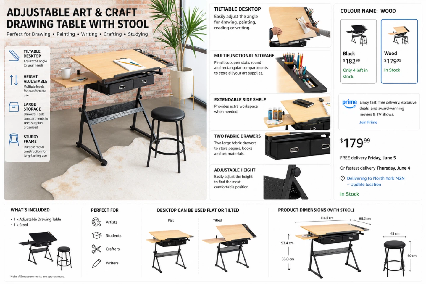 Artist's Loft Arts & Crafts Creative Table with Stool - photo 3