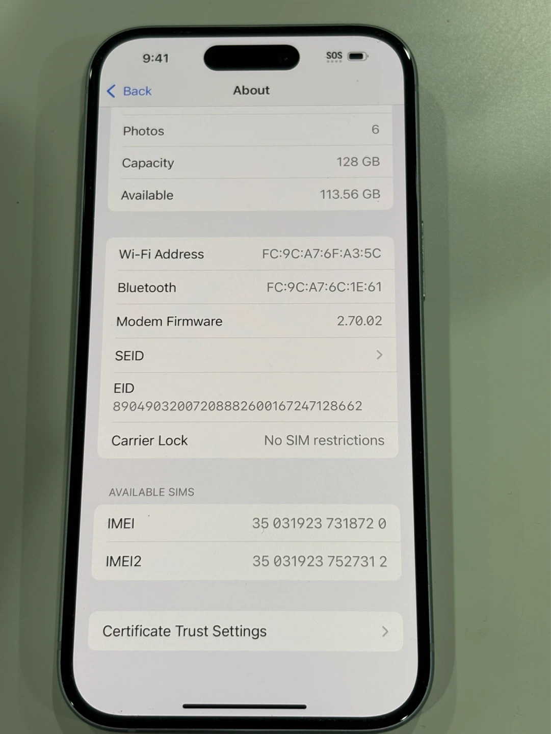 iPhone 15 128GB – 84% Battery – Unlocked – Sky Blue - photo 4
