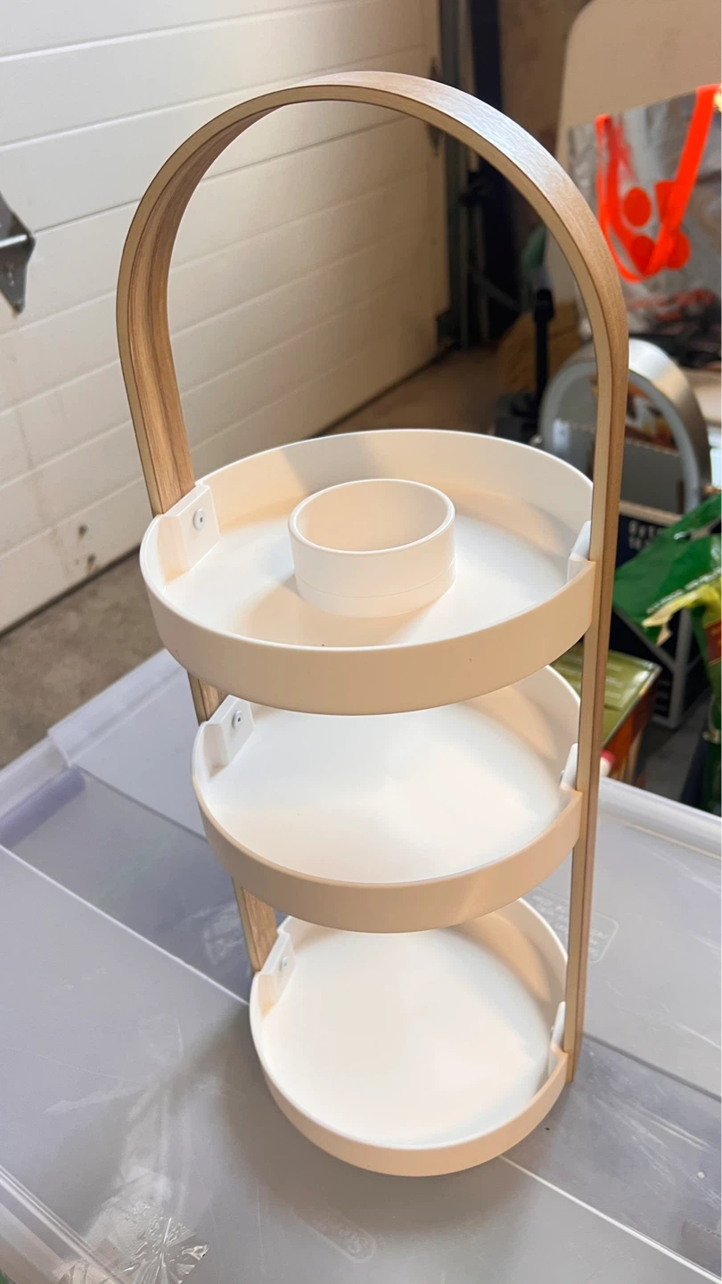 White 3-Tier Serving Stand with Wood Handle - photo 3