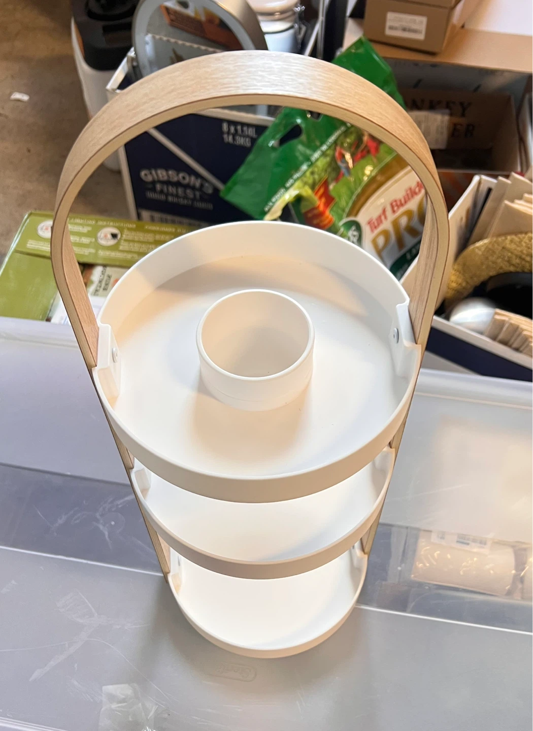 White 3-Tier Serving Stand with Wood Handle - photo 2