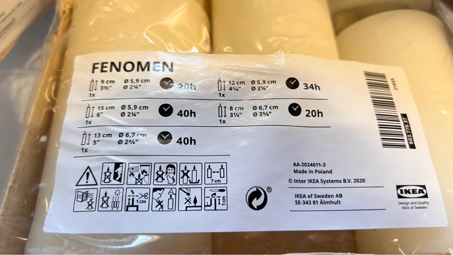 IKEA FENOMEN Pillar Candles - White - photo 2