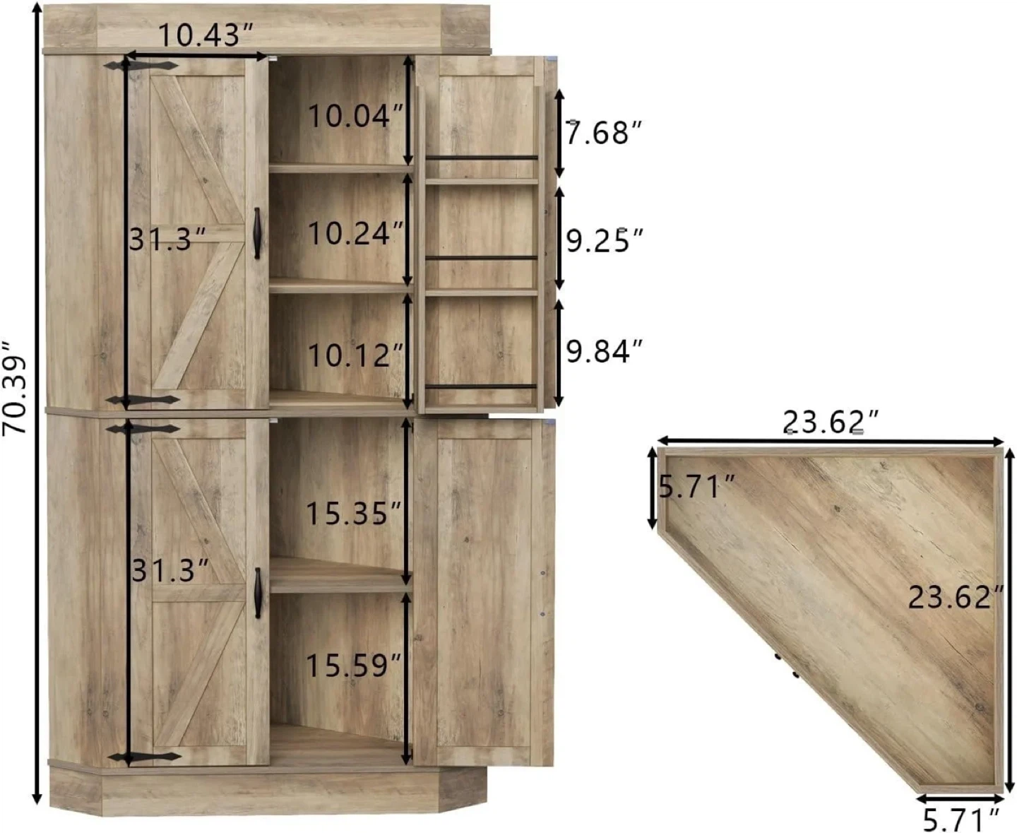 Corner Storage Cabinet with Doors - photo 2
