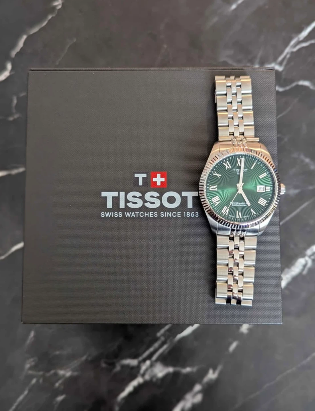 Tissot Powermatic 80 Watch - Green Dial COCs certified