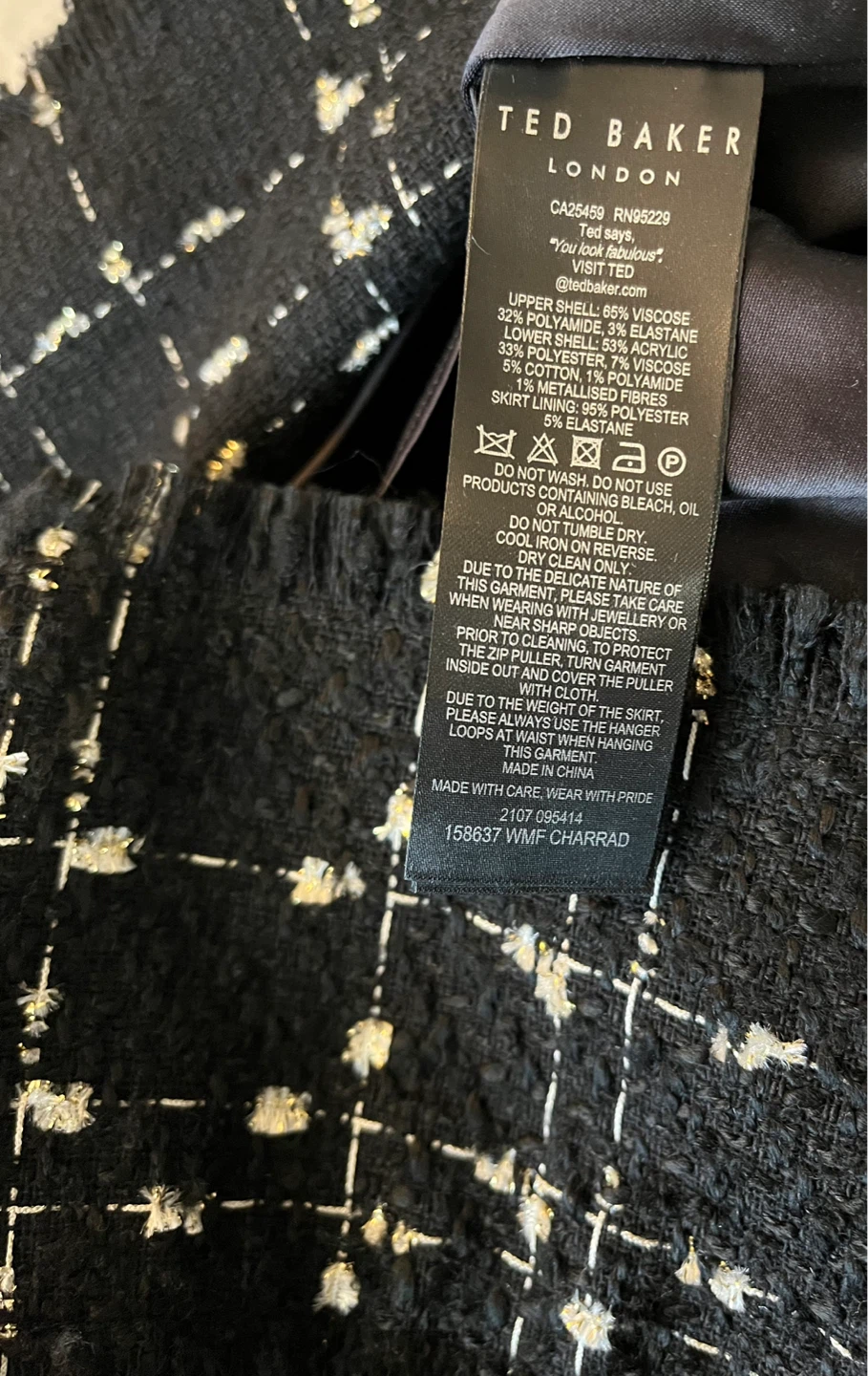 Ted Baker Black Dress with Tweed Skirt Size 4 US - photo 4