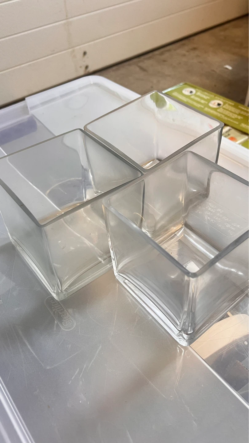 Set of 3 Clear Glass Square Vases/Candle Holders - photo 2