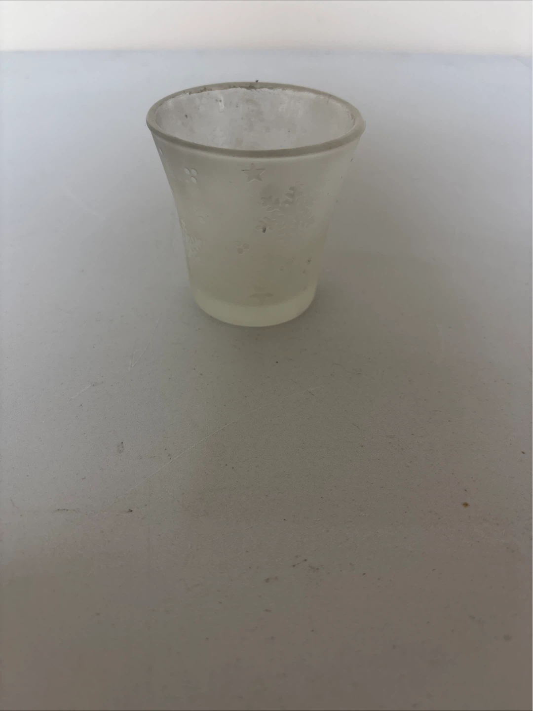 PartyLite Frosted Glass Snowflake Star Votive Candle Holder