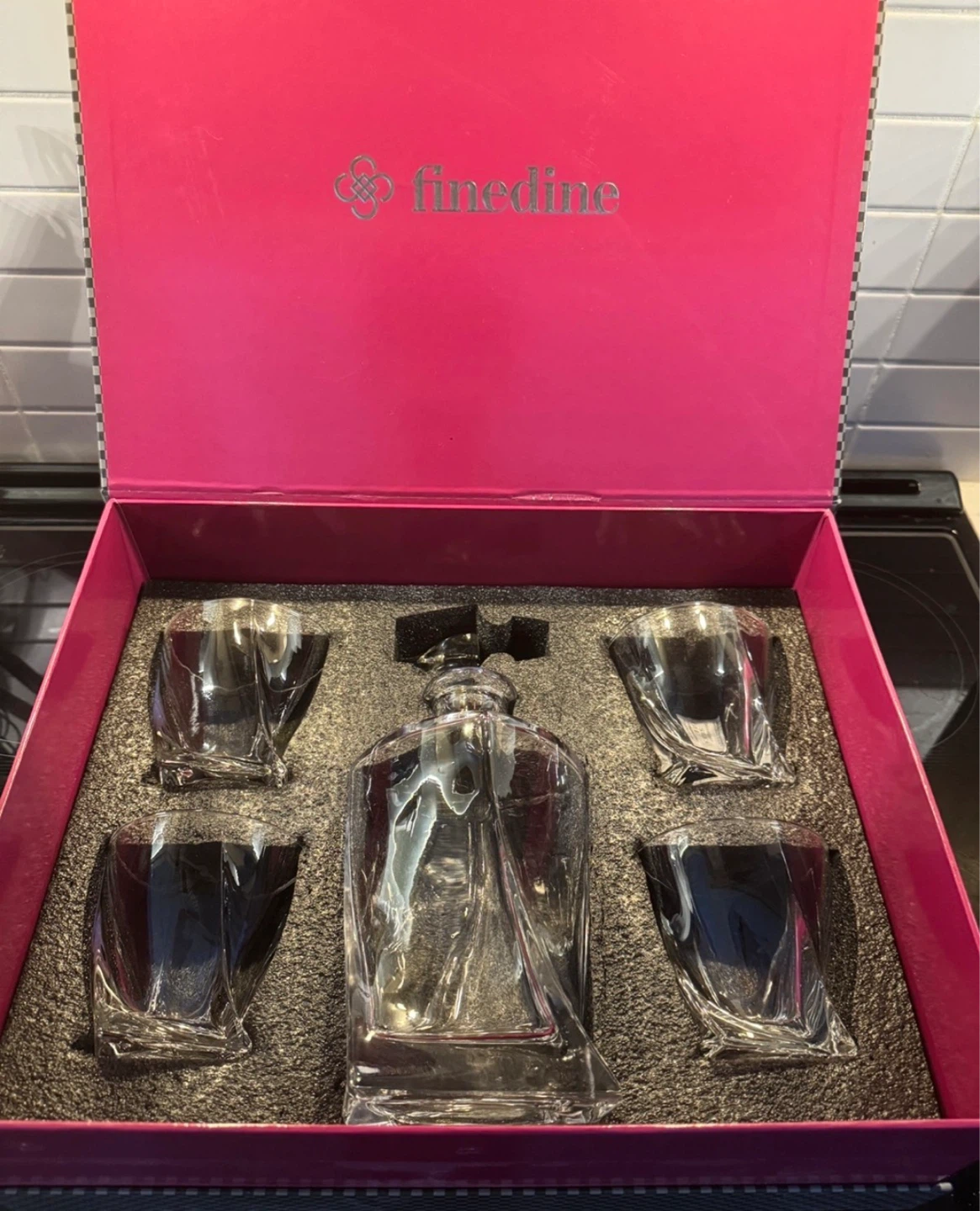 Finedine Crystal Decanter Set with 4 Glasses