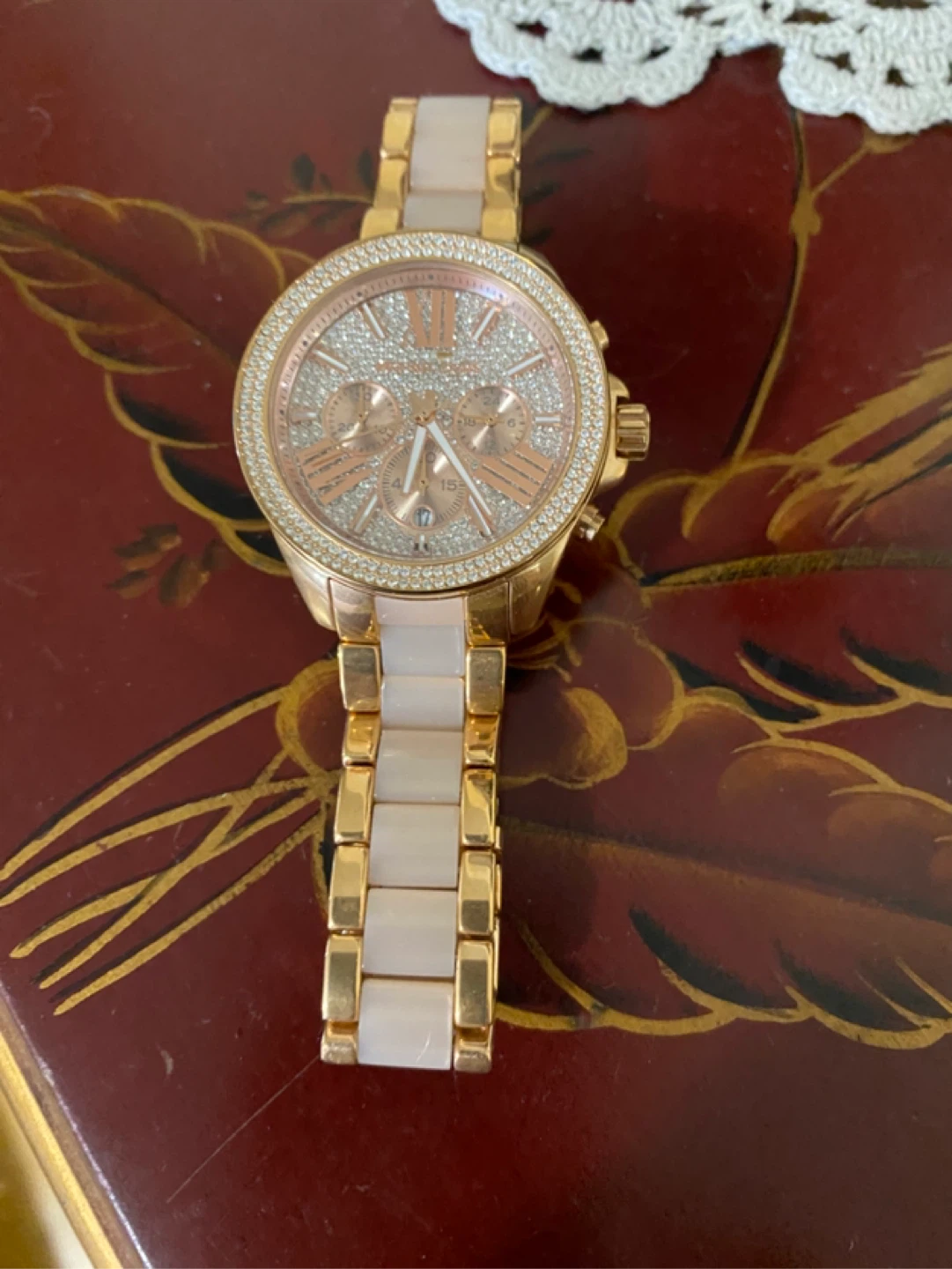 Michael Kors Rose Gold and White Ceramic Watch