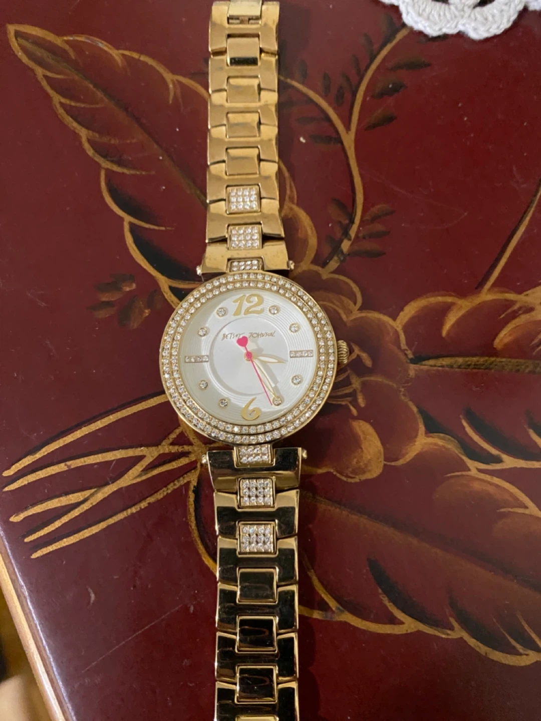 Betsey Johnson Gold Tone Watch with Rhinestones