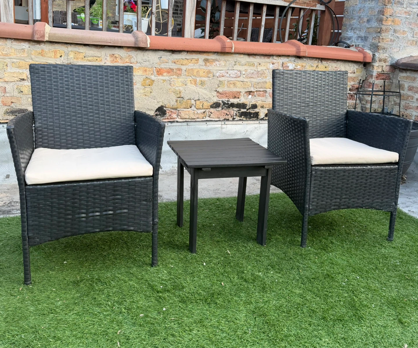 Wicker Patio Chairs and Side Table Set - photo 3