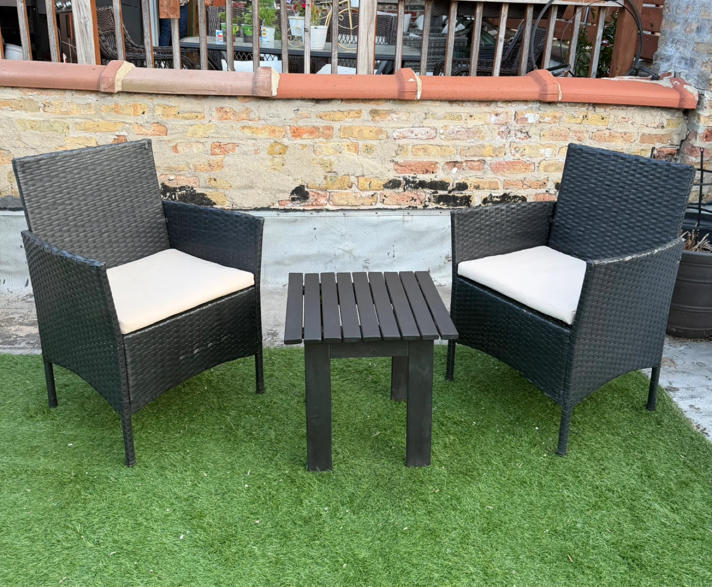 Wicker Patio Chairs and Side Table Set - photo 4