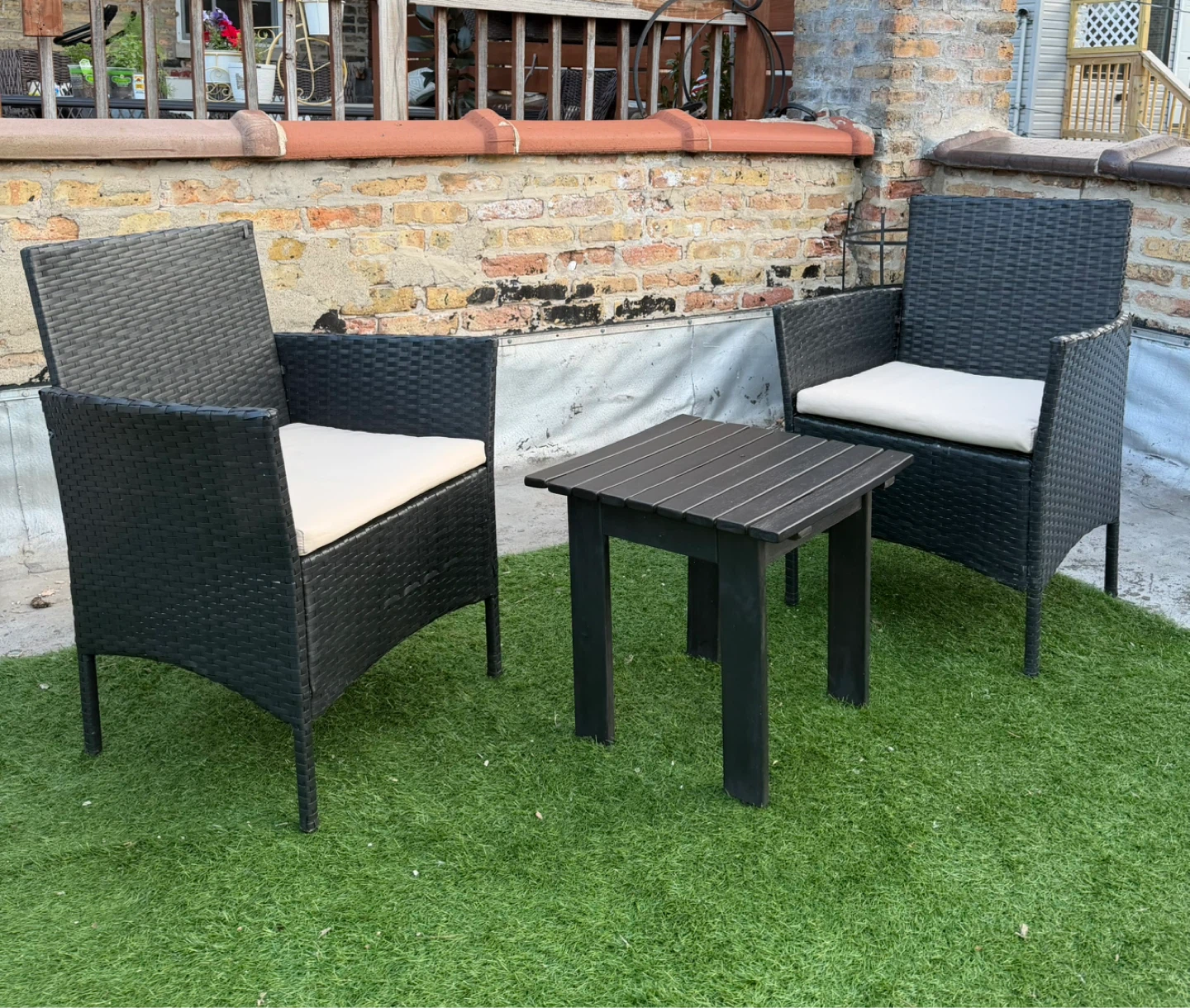 Wicker Patio Chairs and Side Table Set - photo 2