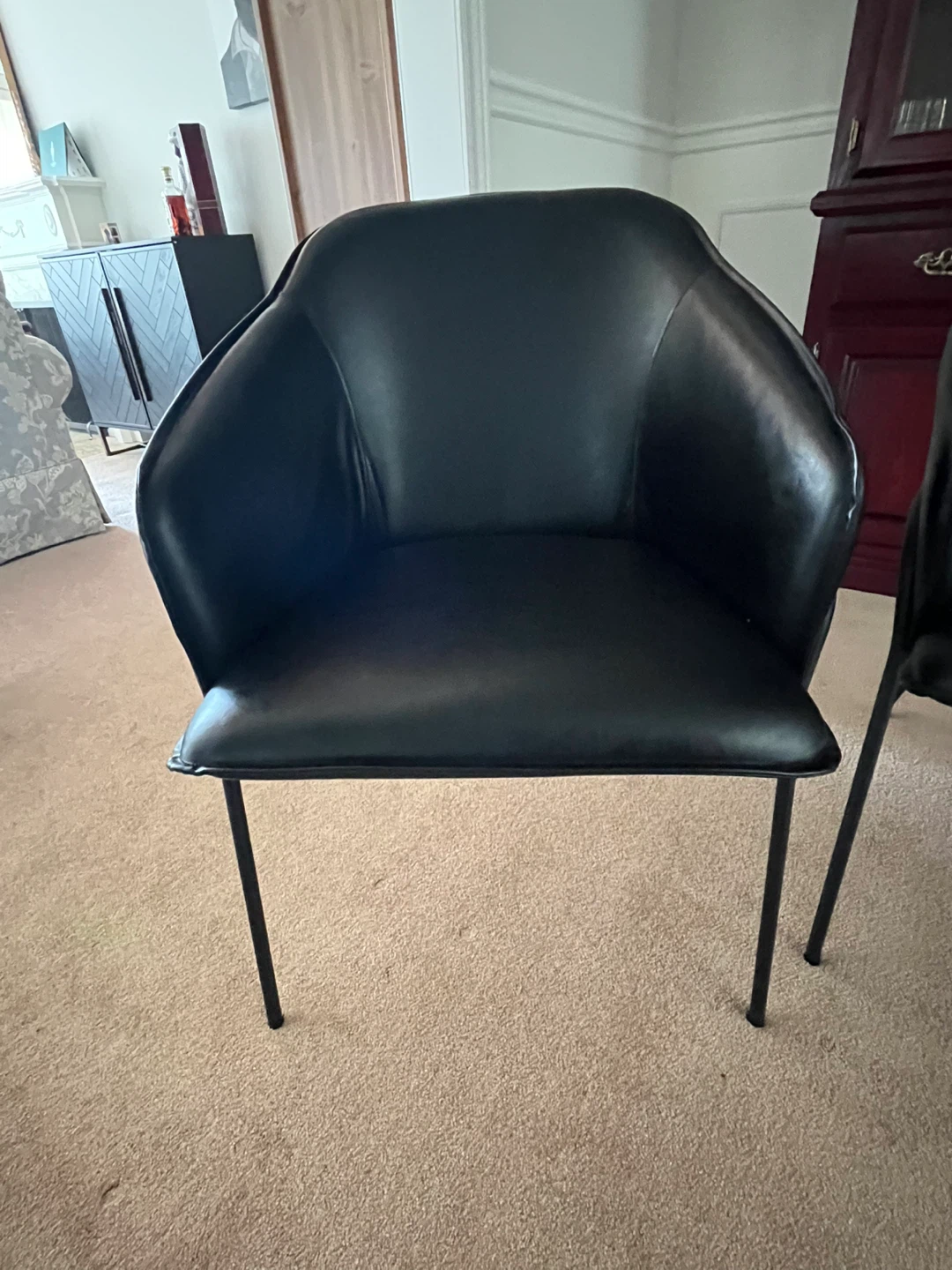 Set of 4 Black Leather Dining Chairs - photo 3