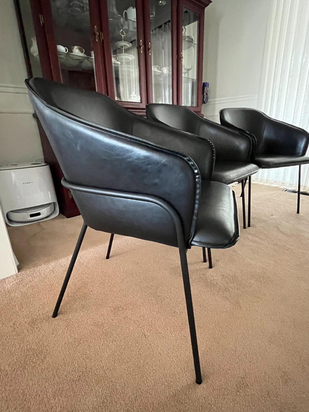 Set of 4 Black Leather Dining Chairs - photo 2