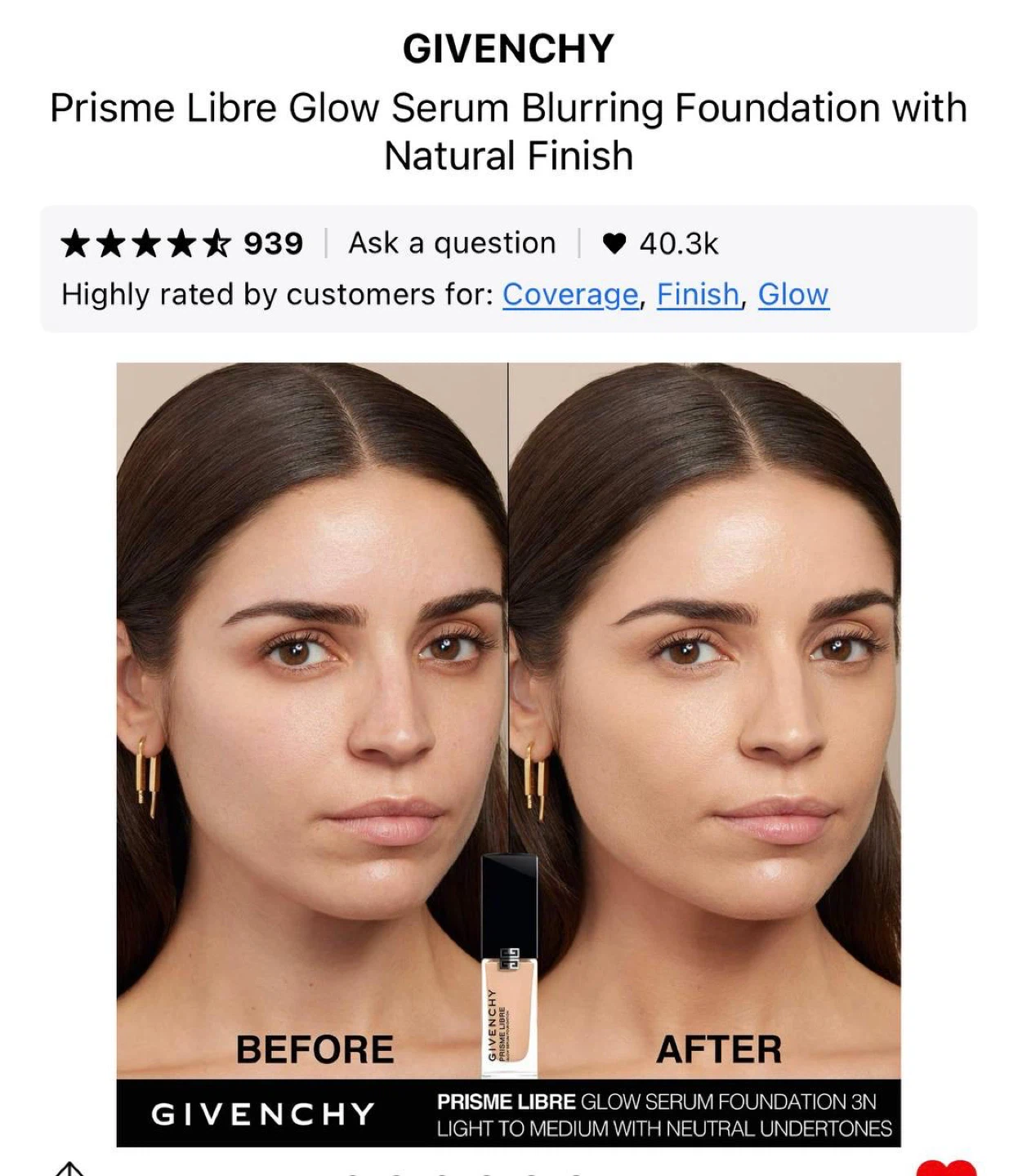 Givenchy Prisme Libre Glow Serum Blurring Foundation – Shade 3N - photo 5