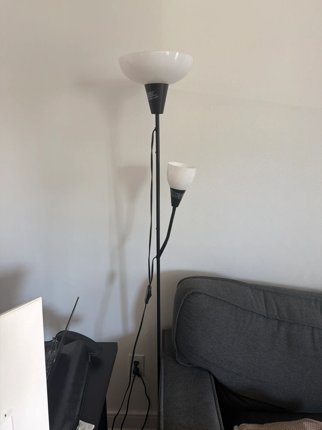 Black Floor Lamp with Two Lights