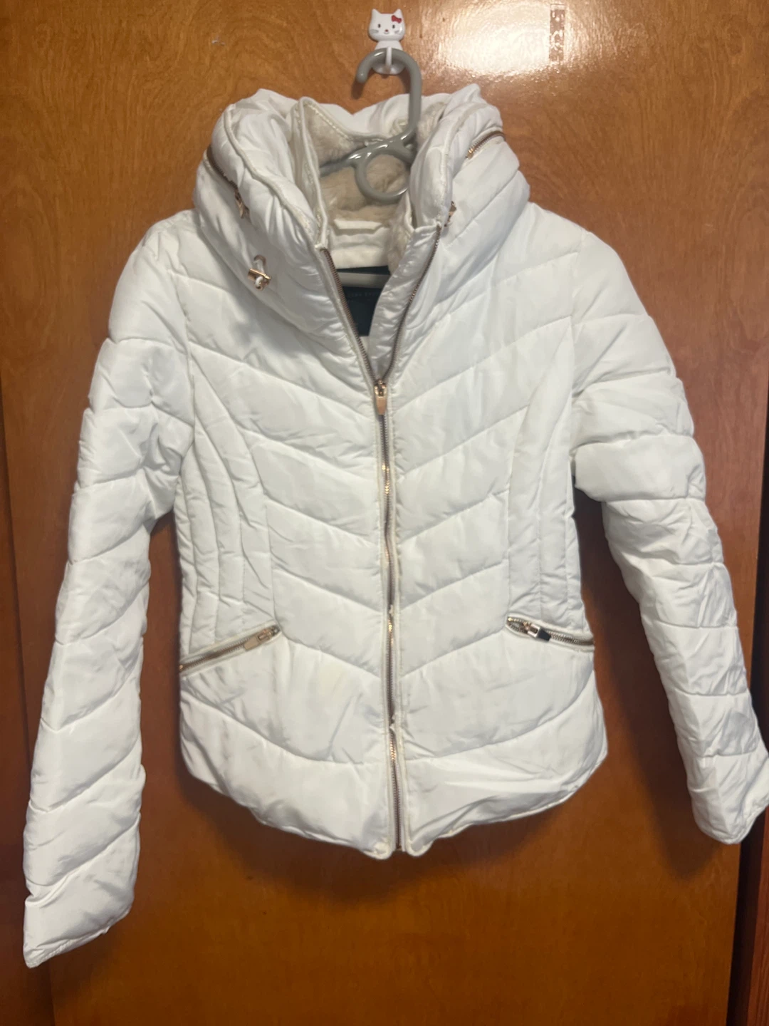 Zara Basic Puffer Coat White