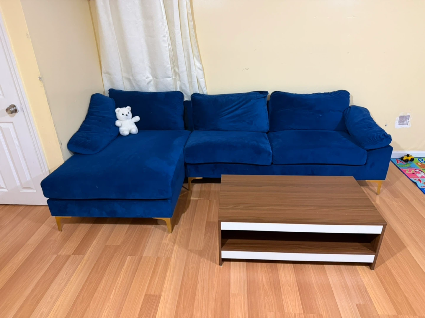 Blue Velvet Sectional Sofa