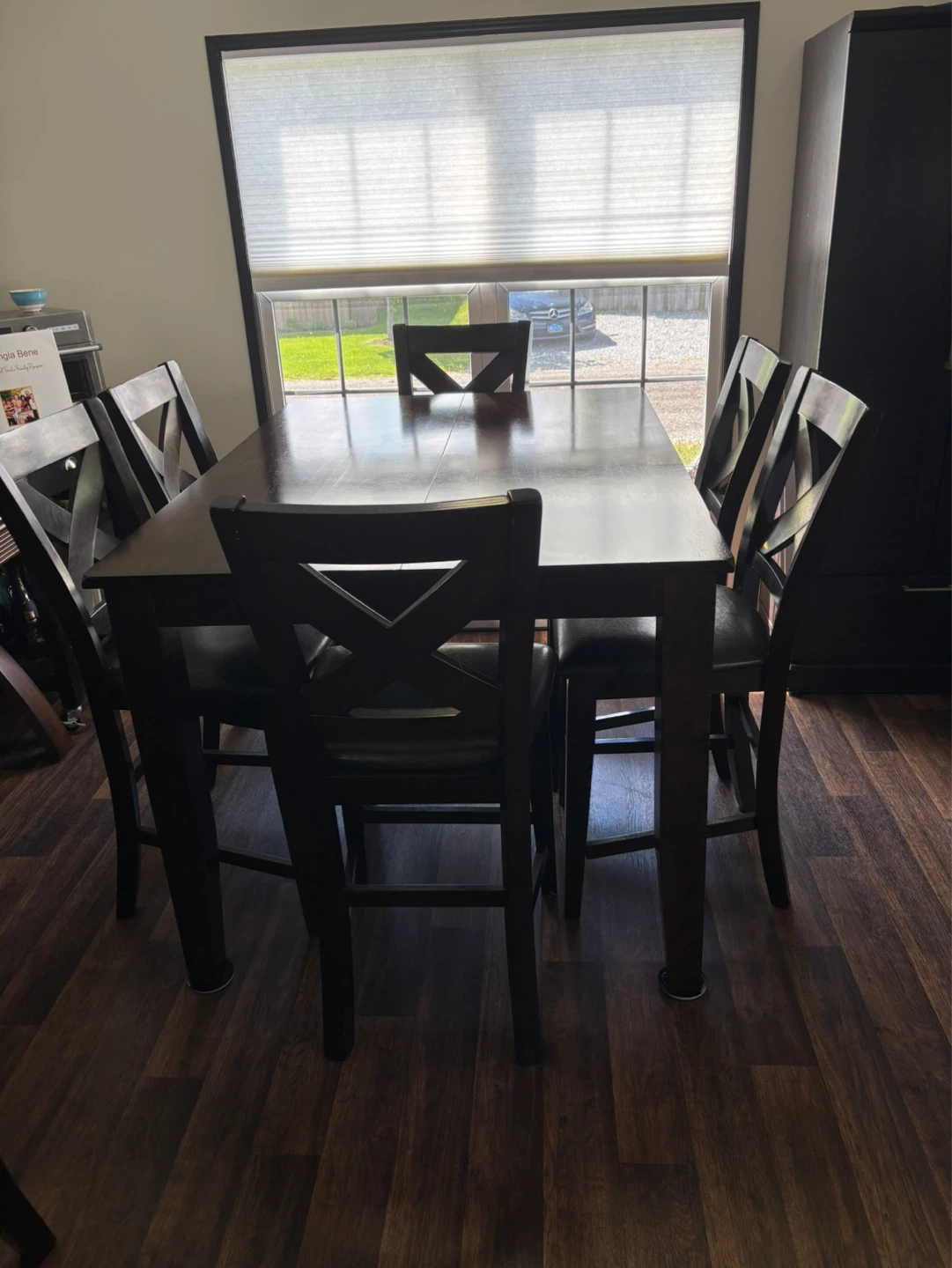 High pub style dinning table and 8 chairs - photo 4