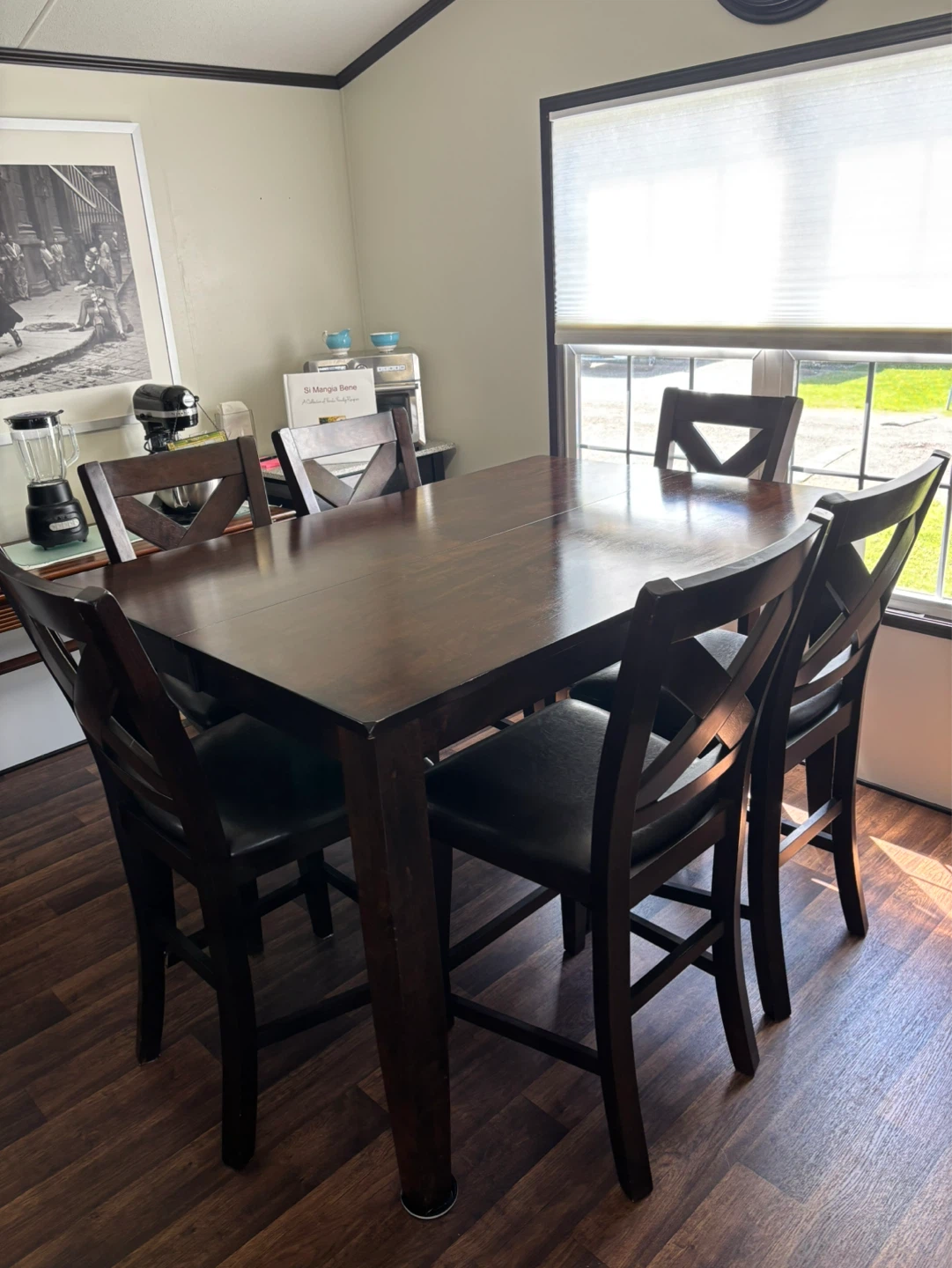 High pub style dinning table and 8 chairs - photo 3