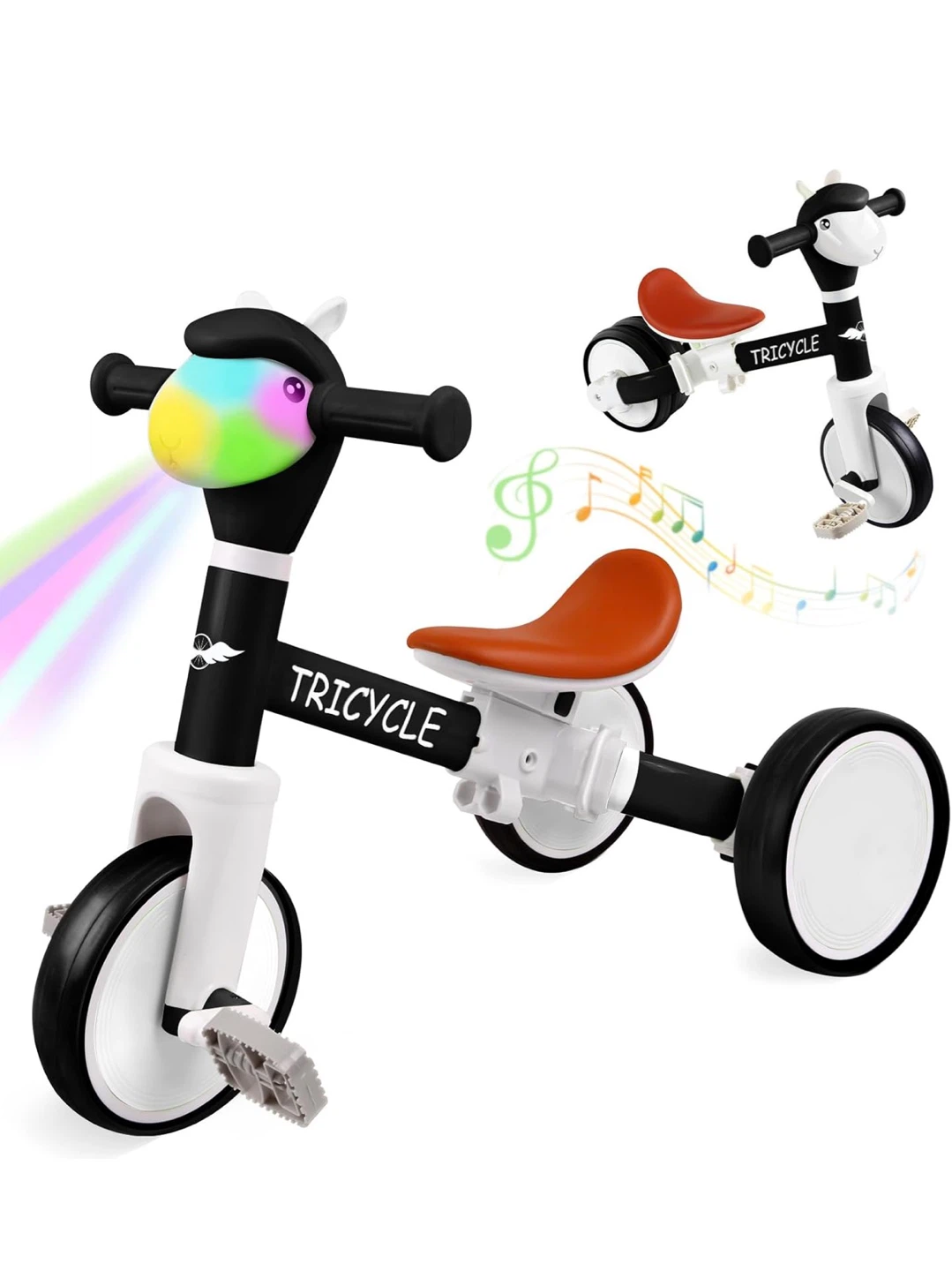 3-in-1 Kids Tricycle, Balance Bike, Baby Walker - Black/Brown