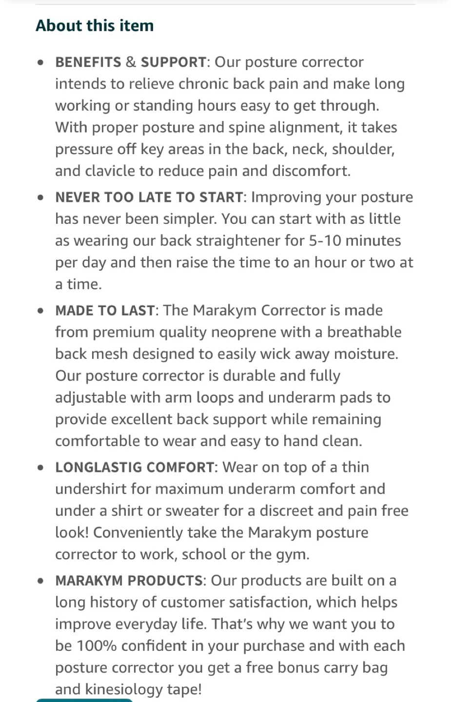 Marakym Posture Corrector - Adjustable for 28"-48" Chest - photo 3