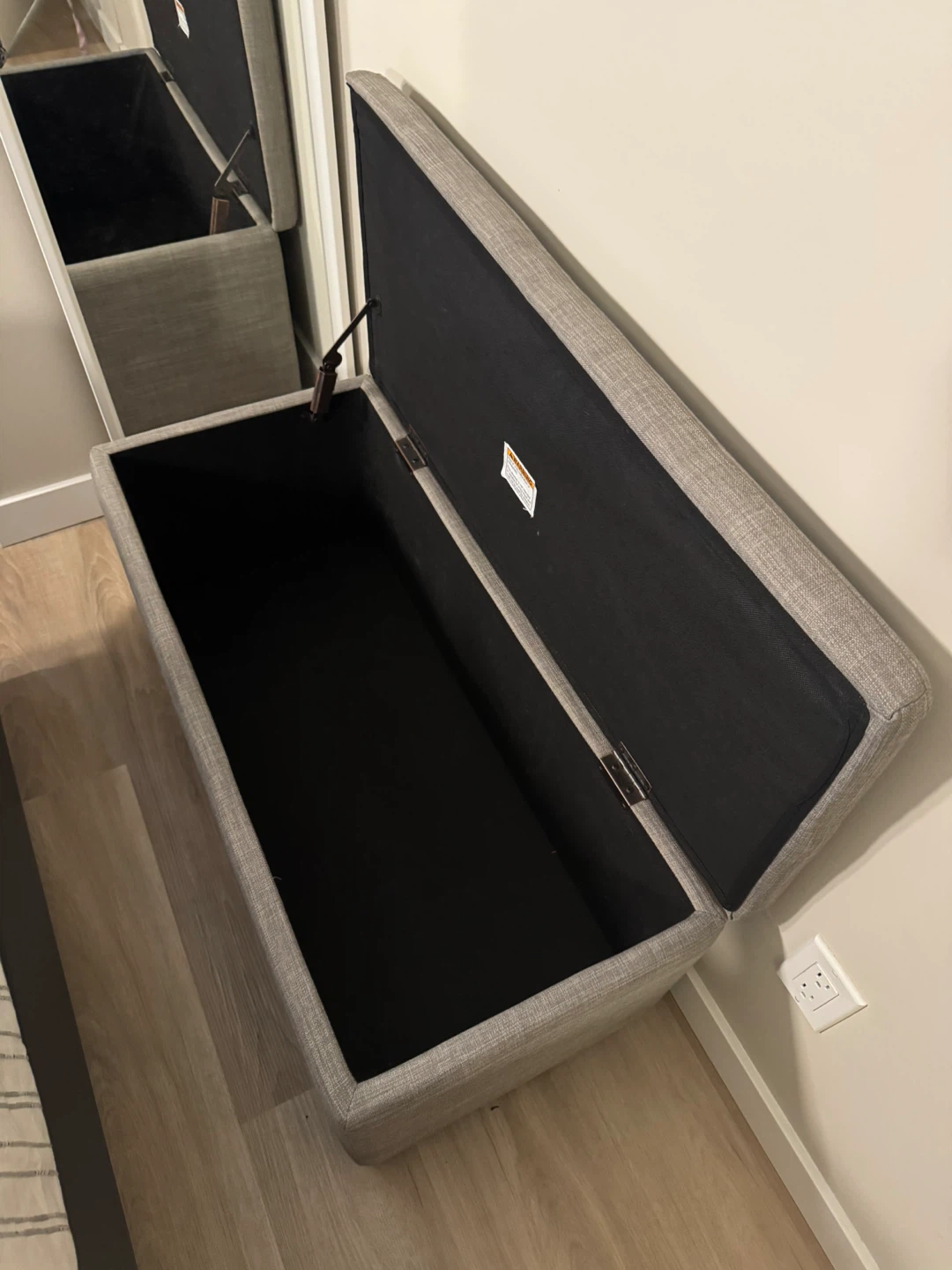 Storage Ottoman Bench - Grey Fabric