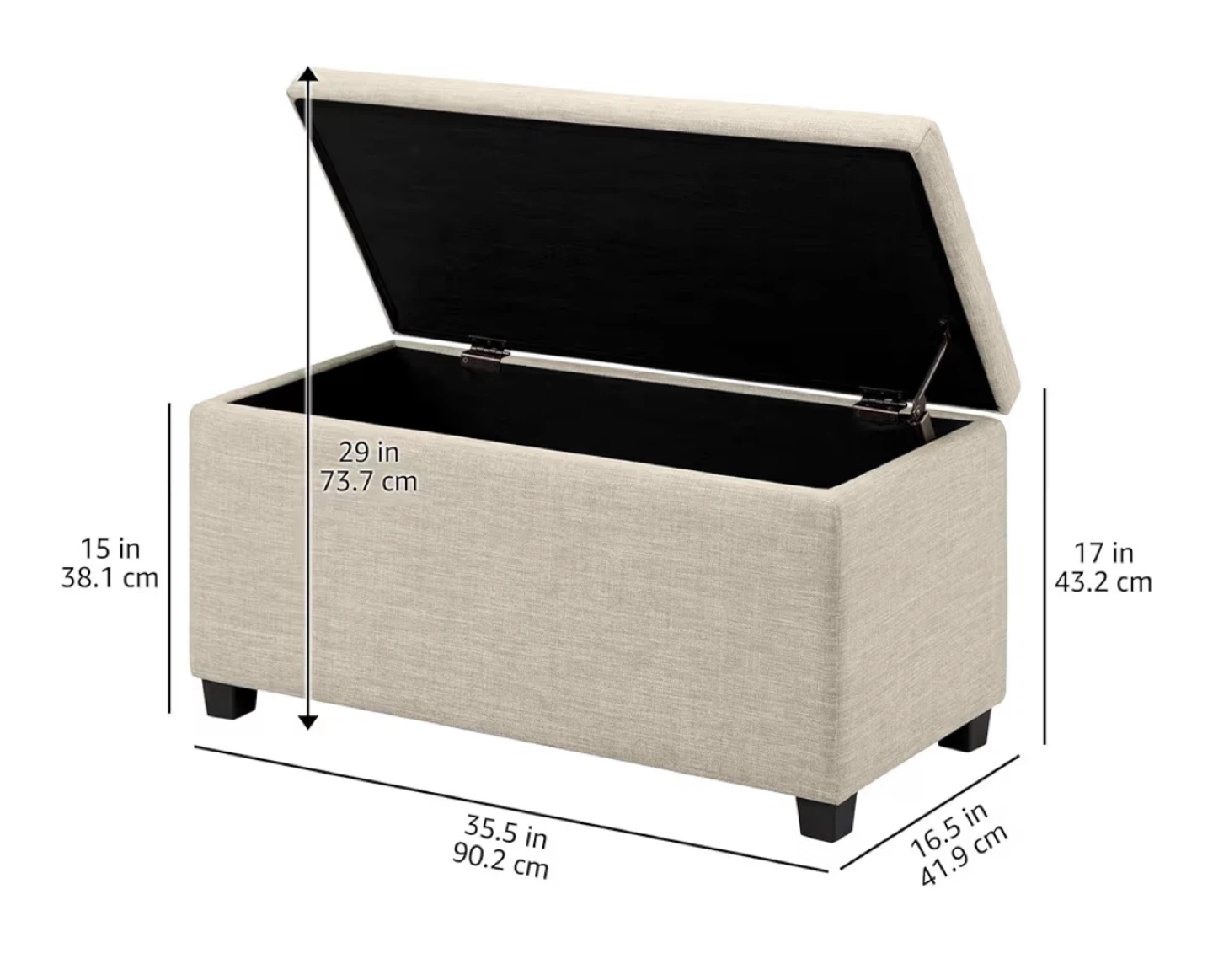 Storage Ottoman Bench - Grey Fabric - photo 3