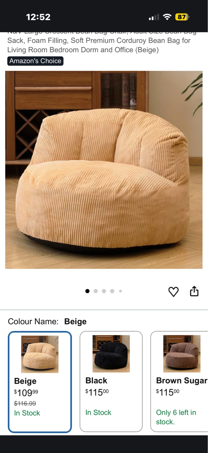 Corduroy Bean Bag Chair - photo 4