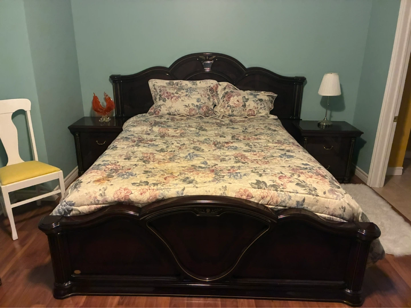 Dark Wood Bedroom Set - Bed Frame, Dresser, Wardrobe - photo 3