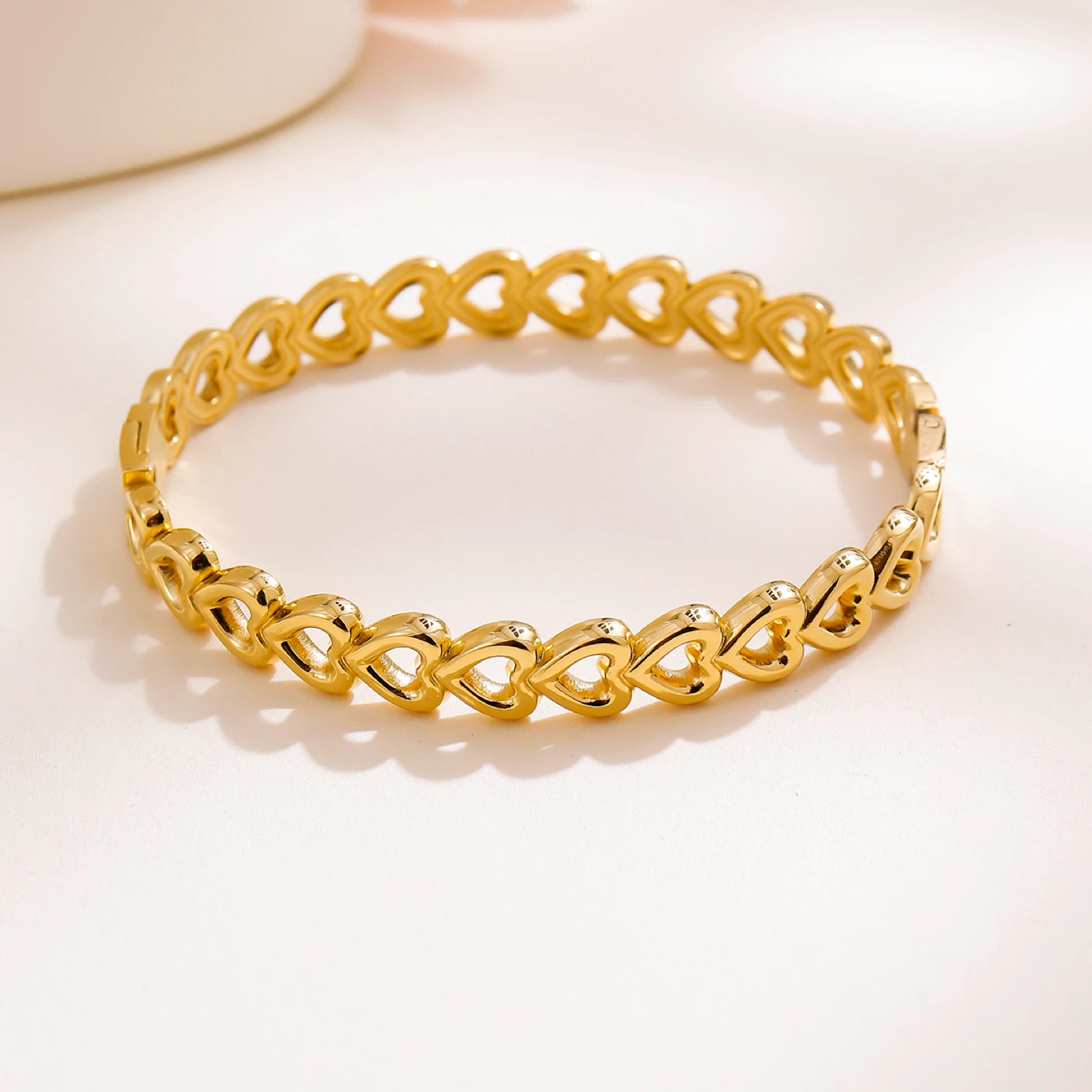 Golden Heart Charm Bangle