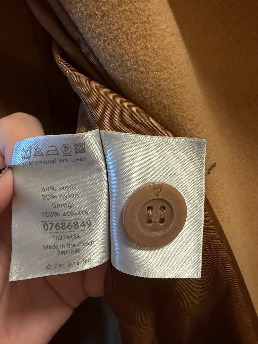 Per Una by Marks & Spencer Camel Wool Blend Coat Size 12 - photo 5