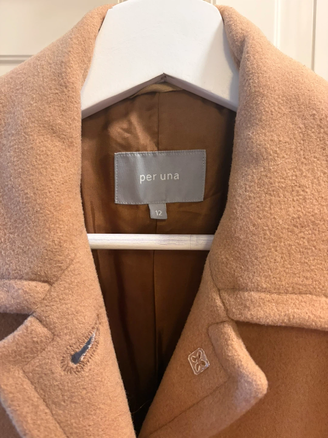 Per Una by Marks & Spencer Camel Wool Blend Coat Size 12 - photo 3