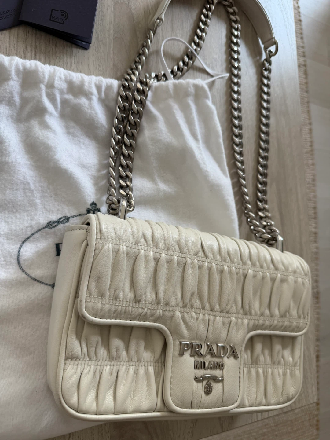 Prada Chain Shoulder Bag Cream - photo 4