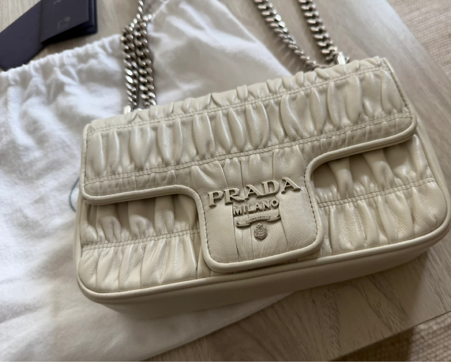 Prada Chain Shoulder Bag Cream - photo 3