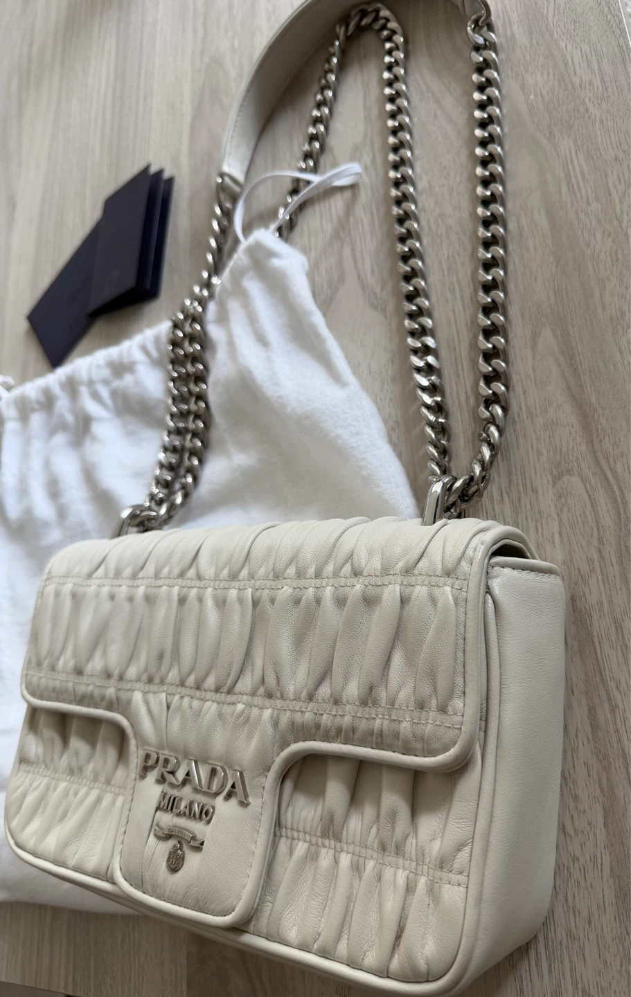 Prada Chain Shoulder Bag Cream - photo 5