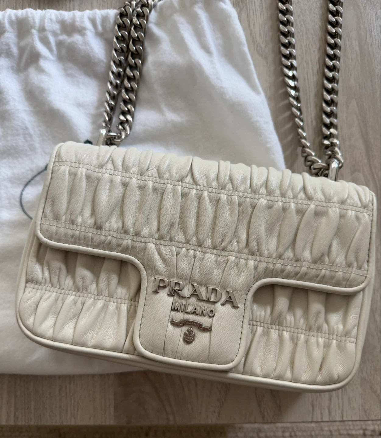 Prada Chain Shoulder Bag Cream - photo 2