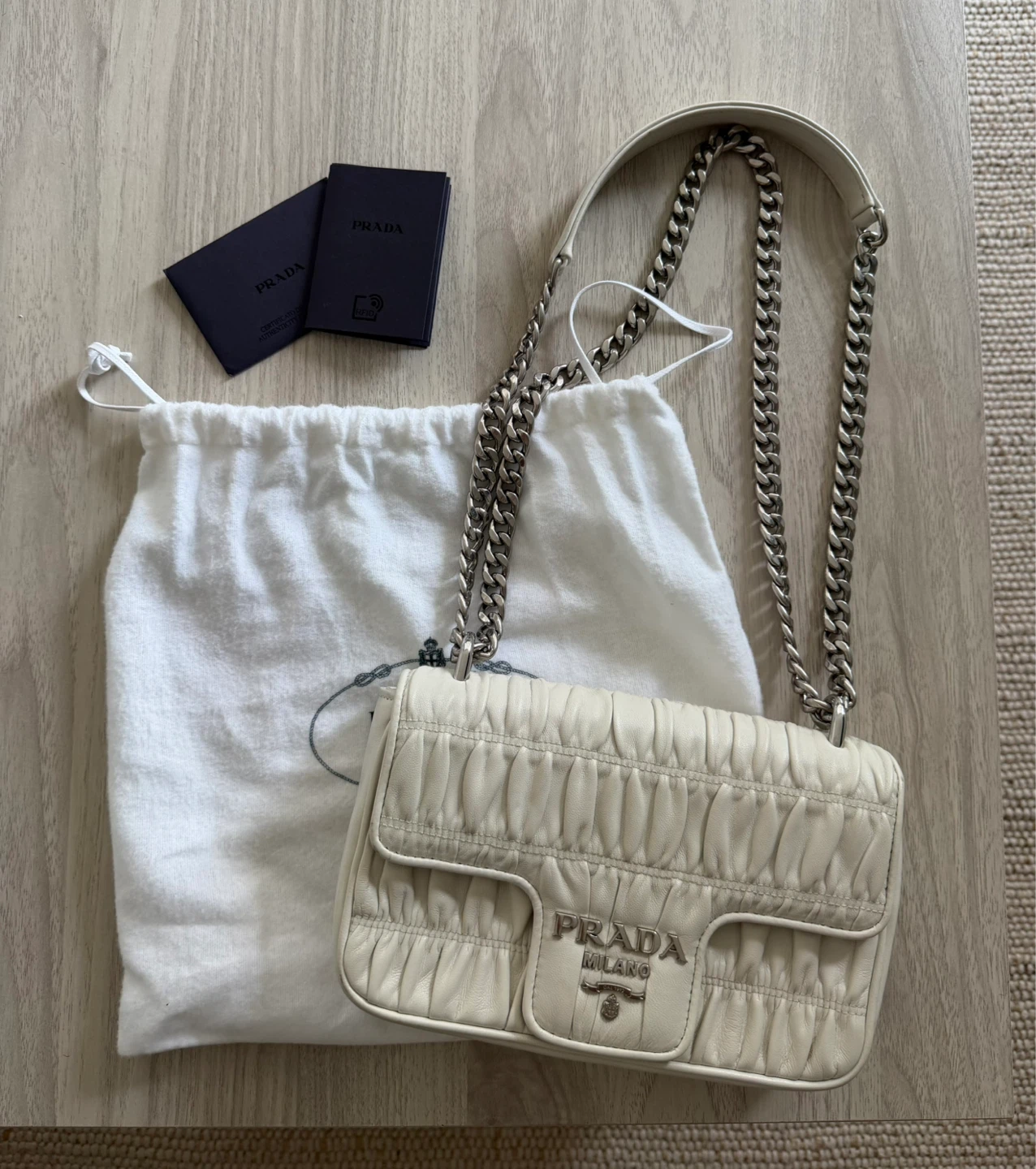 Prada Chain Shoulder Bag Cream