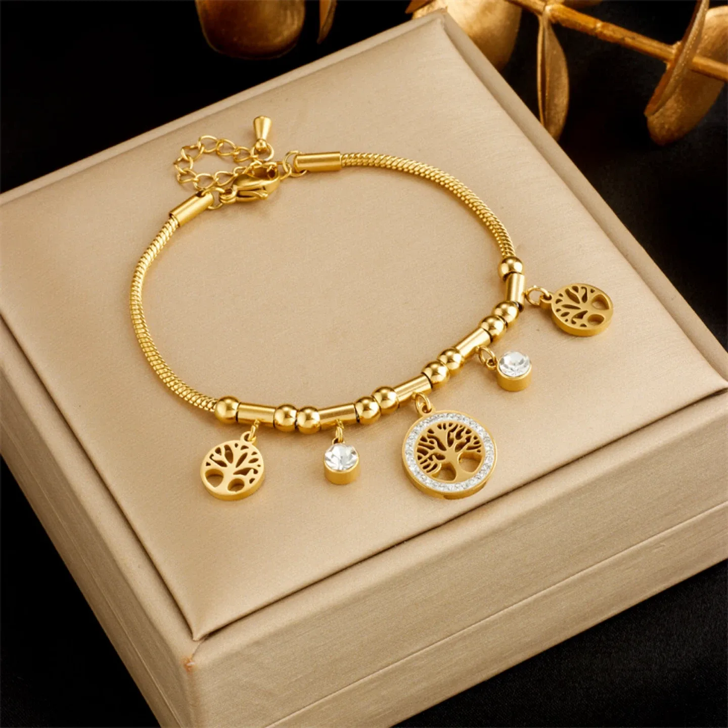 Golden Tree Charm Bracelet