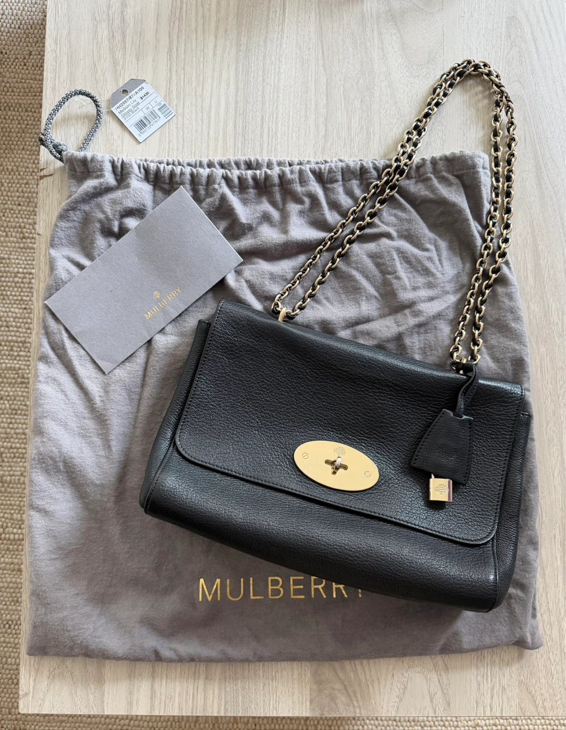 Mulberry Black Leather Shoulder Bag with Gold Hardware