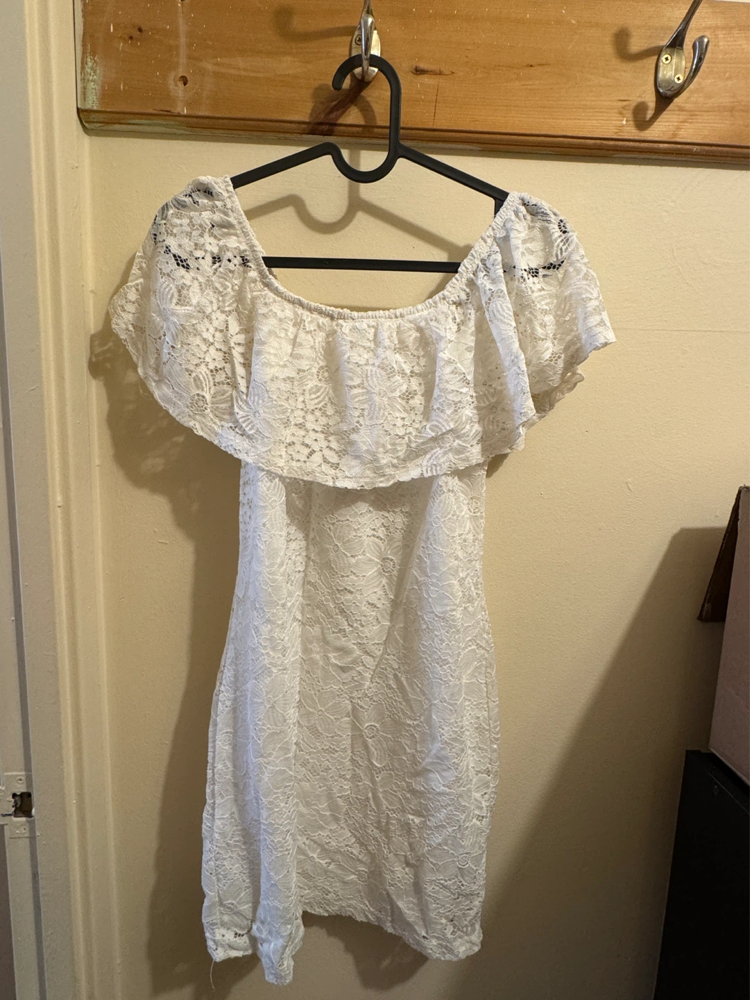 White Off-Shoulder Lace Mini Dress