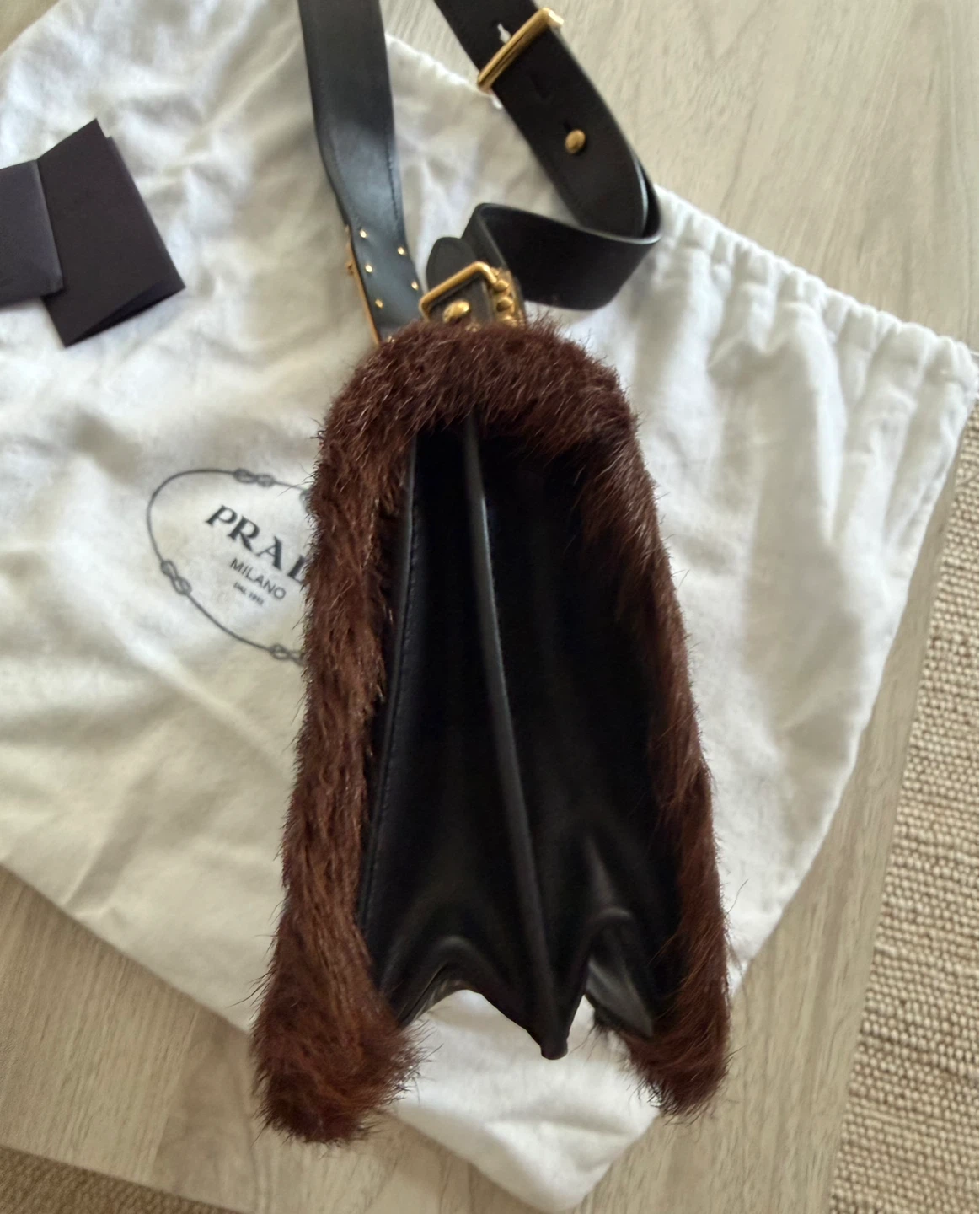 Prada Fur & Leather Studded Shoulder Bag - photo 4