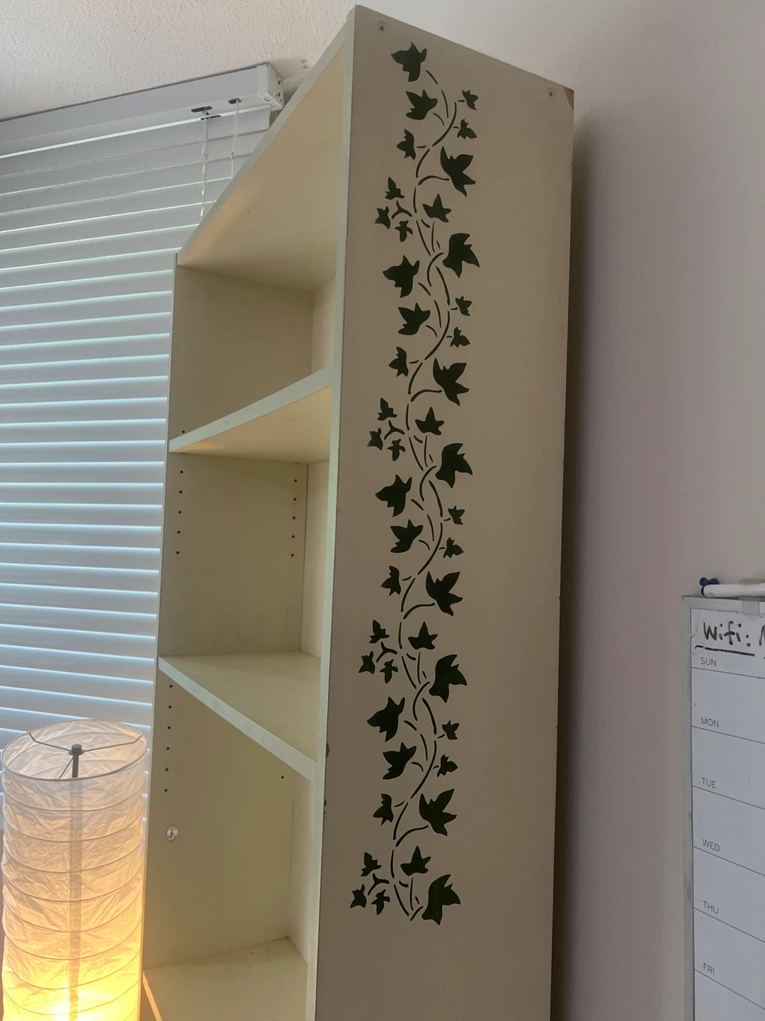 Tall Bookshelf with Ivy Design