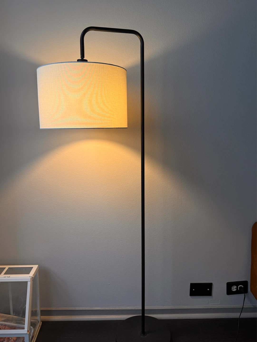 Black Floor Lamp with Fabric Shade