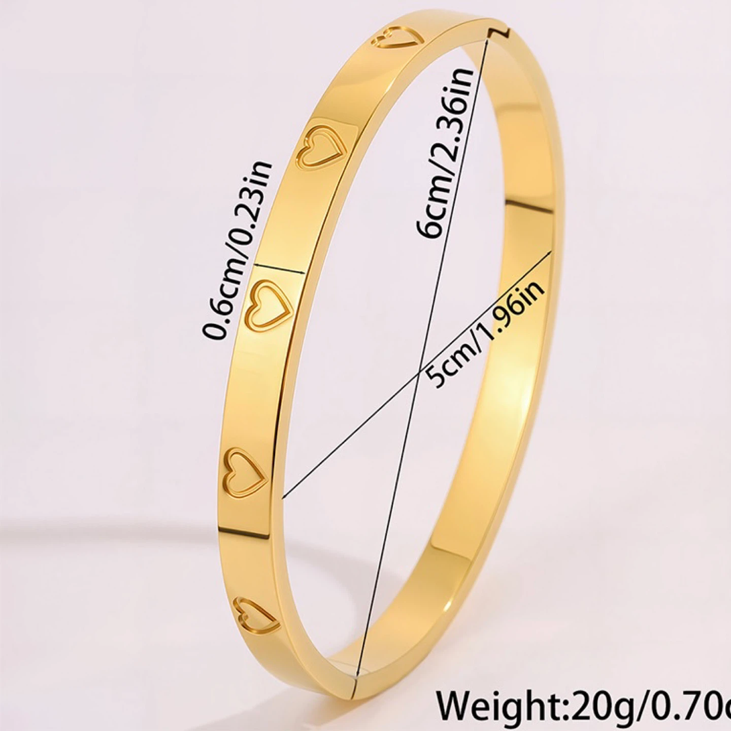 18K Gold Plated Heart Bangle - photo 4